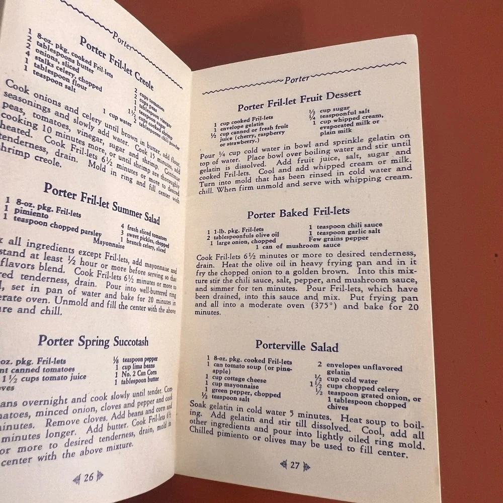 Vtg Porter Fril-Lets Thrift Recipes Booklet Scarpelli Macaroni Co Portland OR